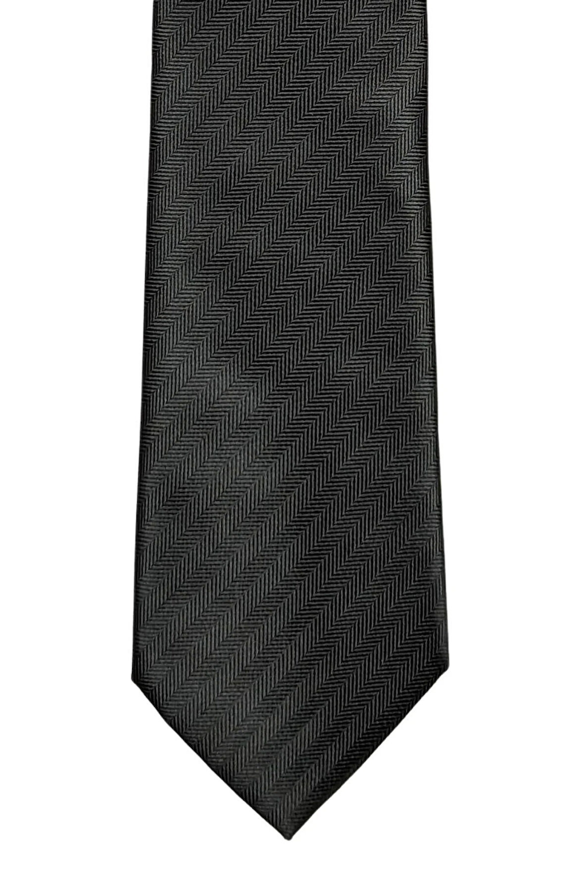 7 Cm Genişliğinde Siyah Çizgili Ince Kravat