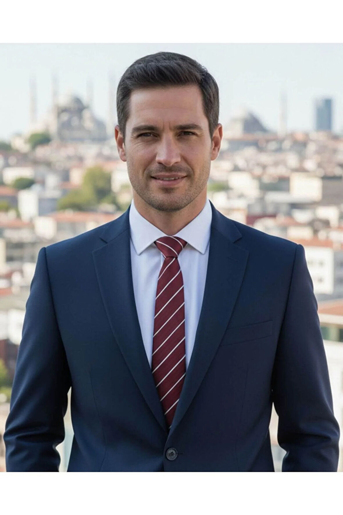 Beyaz Çizgili 8 Cm Genişlğinde Bordo Kravat