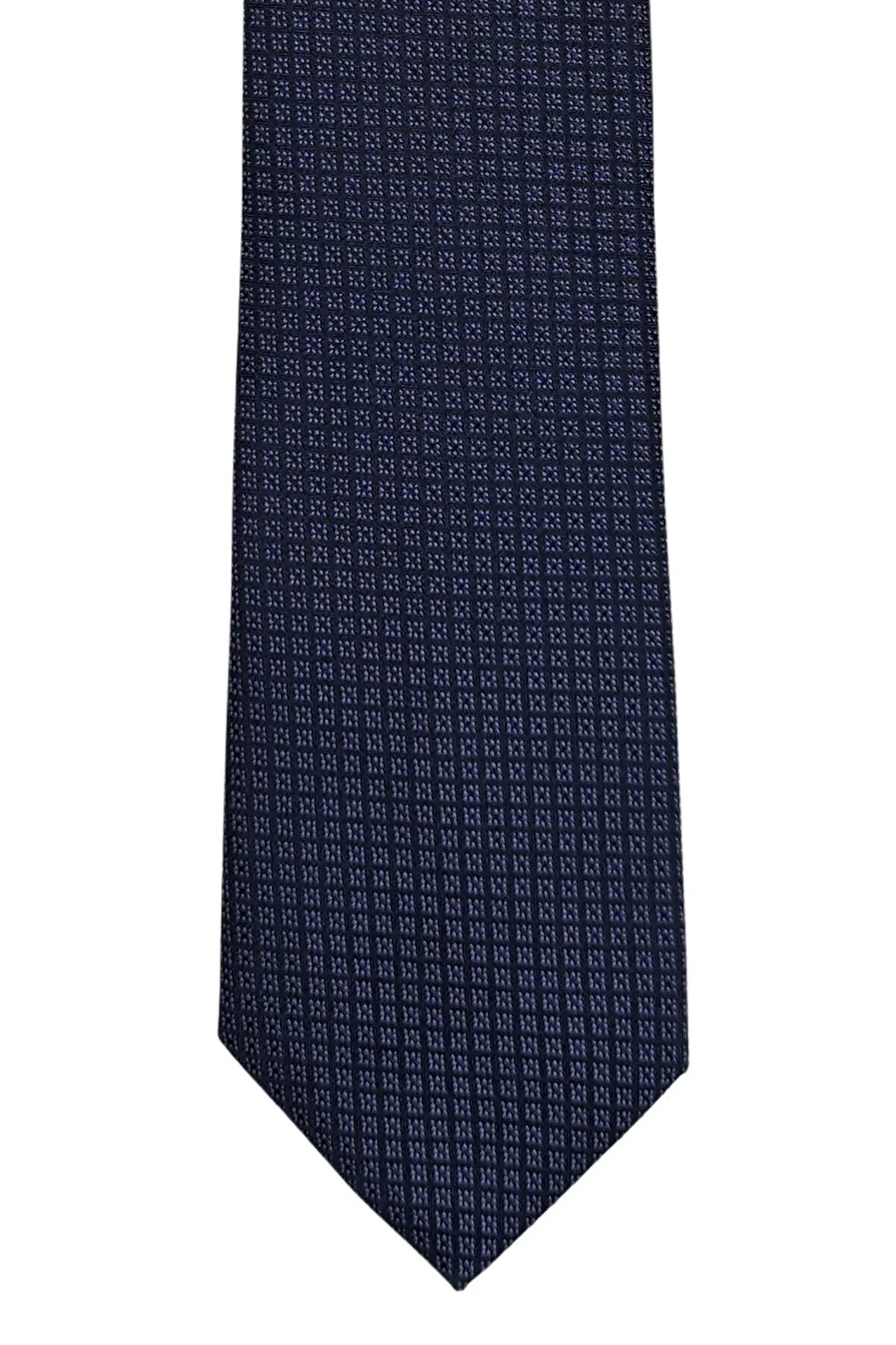 7 Cm Genişliğinde Lacivert Desenli Ince Kravat
