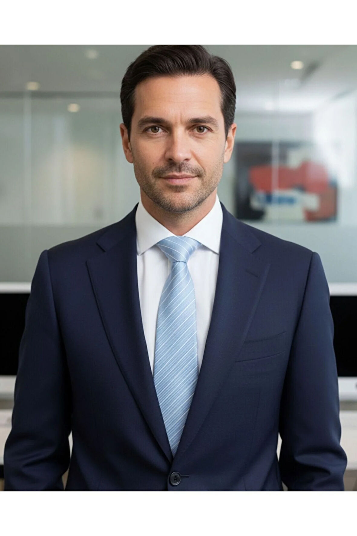 Açık Mavi Çizgili Klasik Kravat