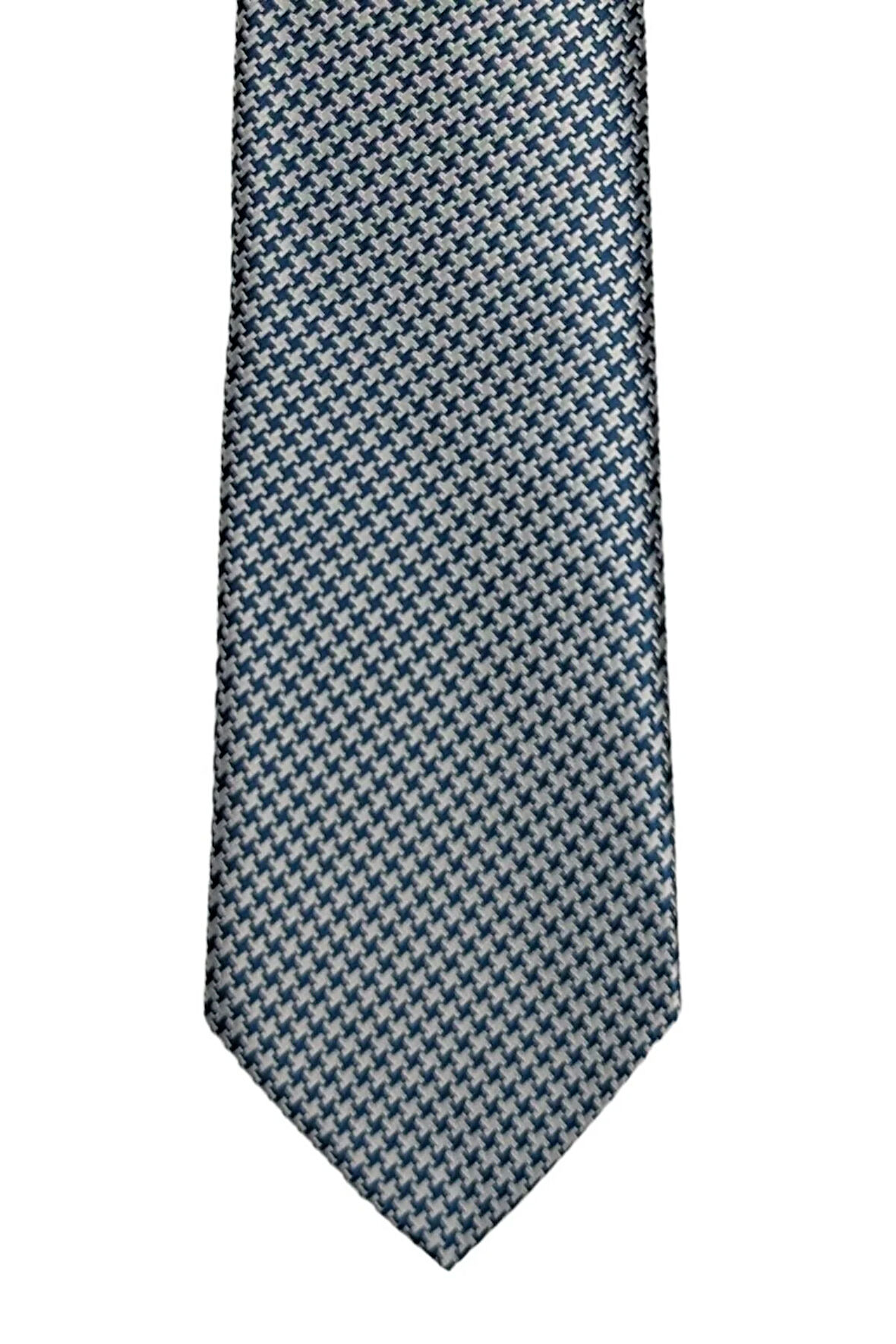 7 Cm Genişliğinde Mavi Desenli Ince Kravat