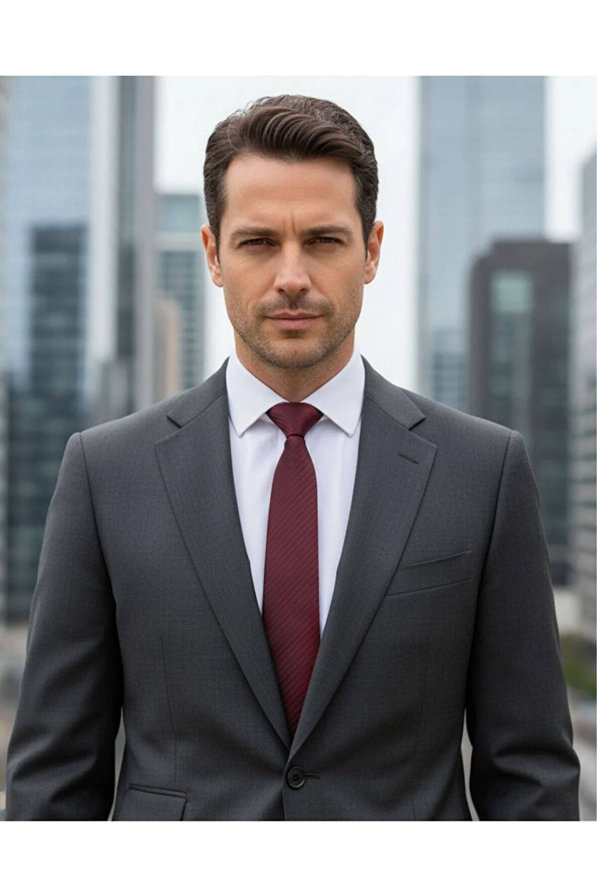 8 Cm Genişliğinde İnce Çizgili Klasik Bordo Kravat