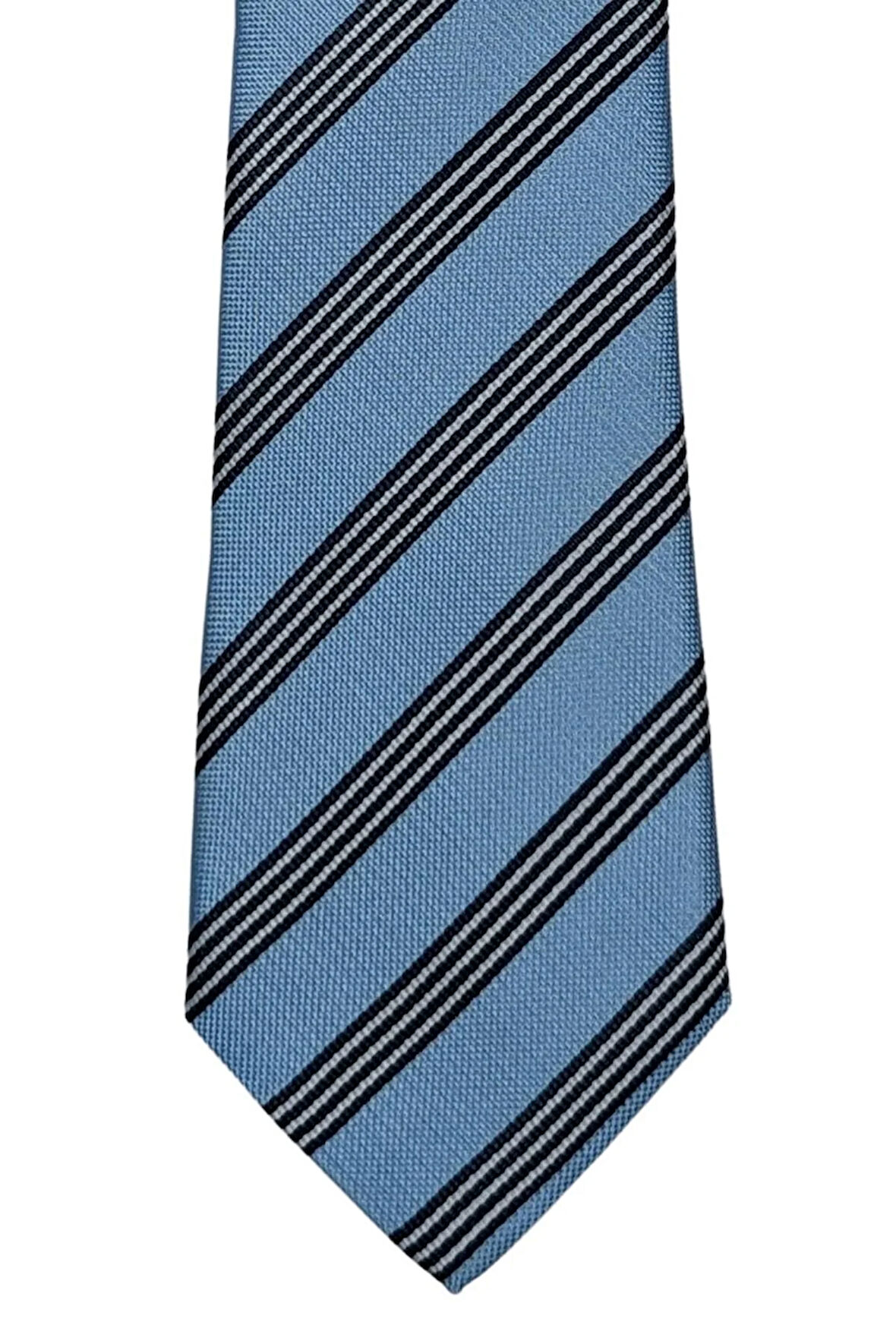 Açık Mavi Çizgili Klasik Kravat