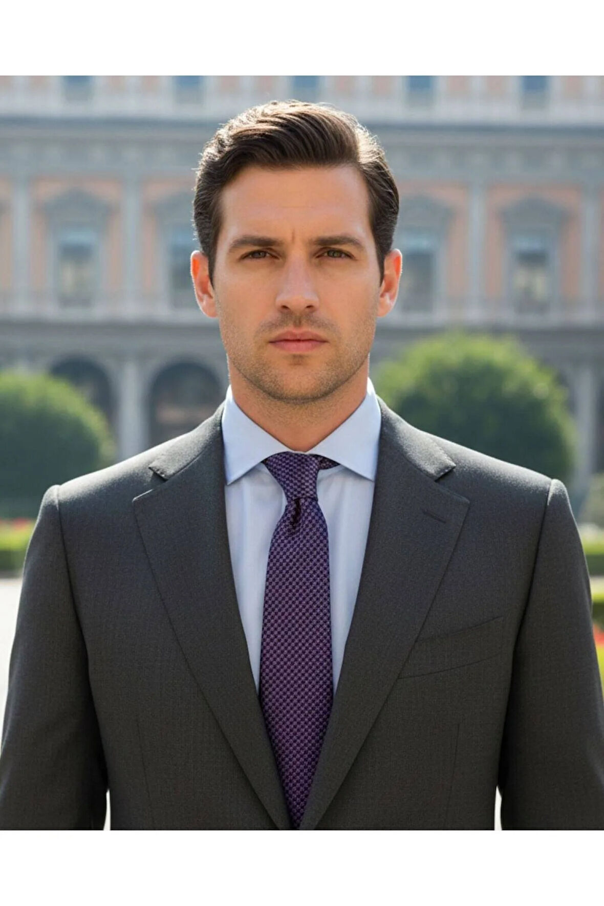 7 Cm Genişliğinde Mor Renkli Desenli Ince Kravat