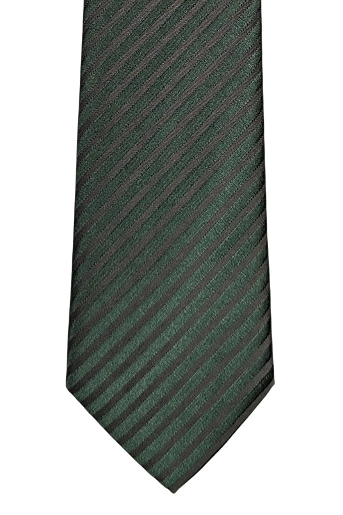 İnce Çizgili 8 Cm Genişliğinde Klasik Koyu Yeşil Kravat