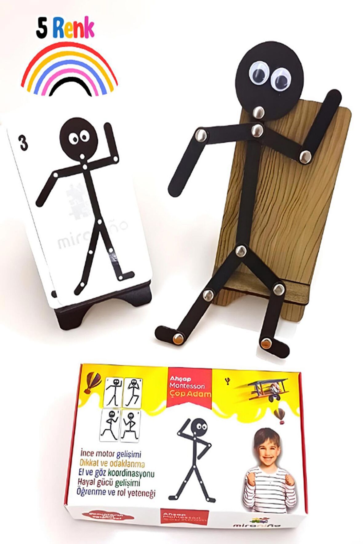 Ahşap Eğitici Oyuncak Montessori Çöp Adam