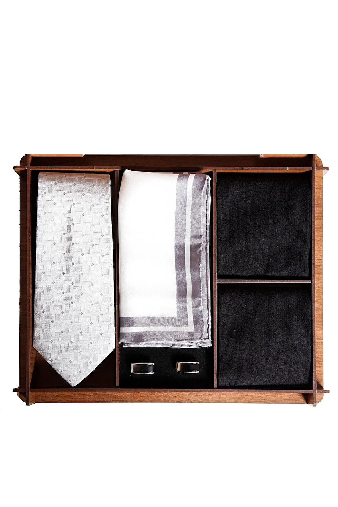 Doğum Günü Hediyesi Kutulu Ipek Kravat Ipek Mendil Metal Kol Düğmesi Bambu Çoraplı Erkek Hediye Seti