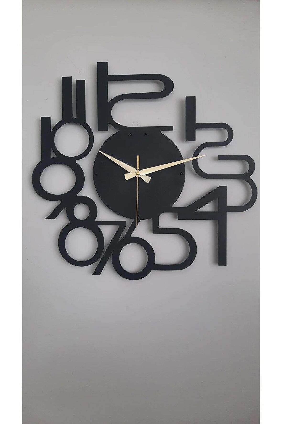 Modern Rakamlı Metal Siyah Duvar Saati - Hediye Saat- Ev / Ofis Saati - 60 X 60 Cm