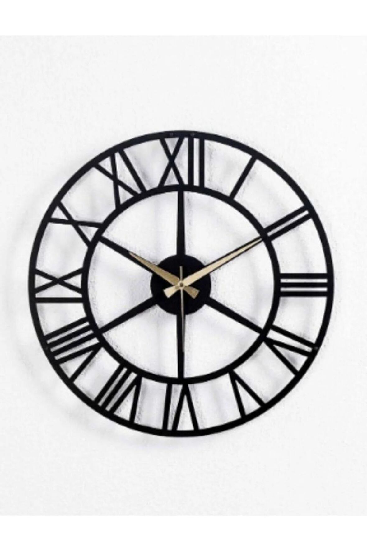 Roma Rakamlı Metal Siyah Duvar Saati 1,5 Mm Kalınlık 50x50 Cm
