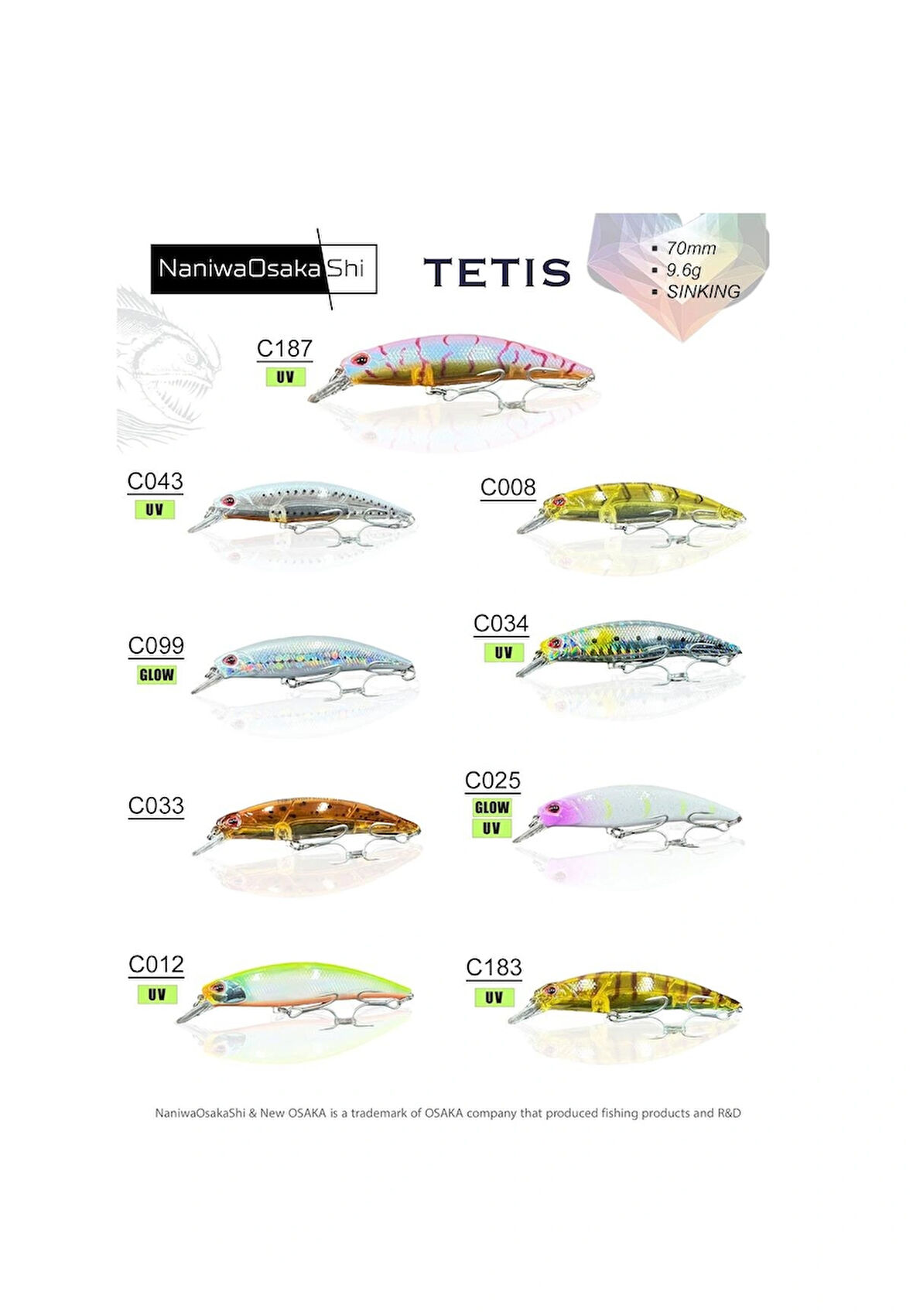NANIWAOSAKASHI TETIS 70MM 9.6G SINKING C008