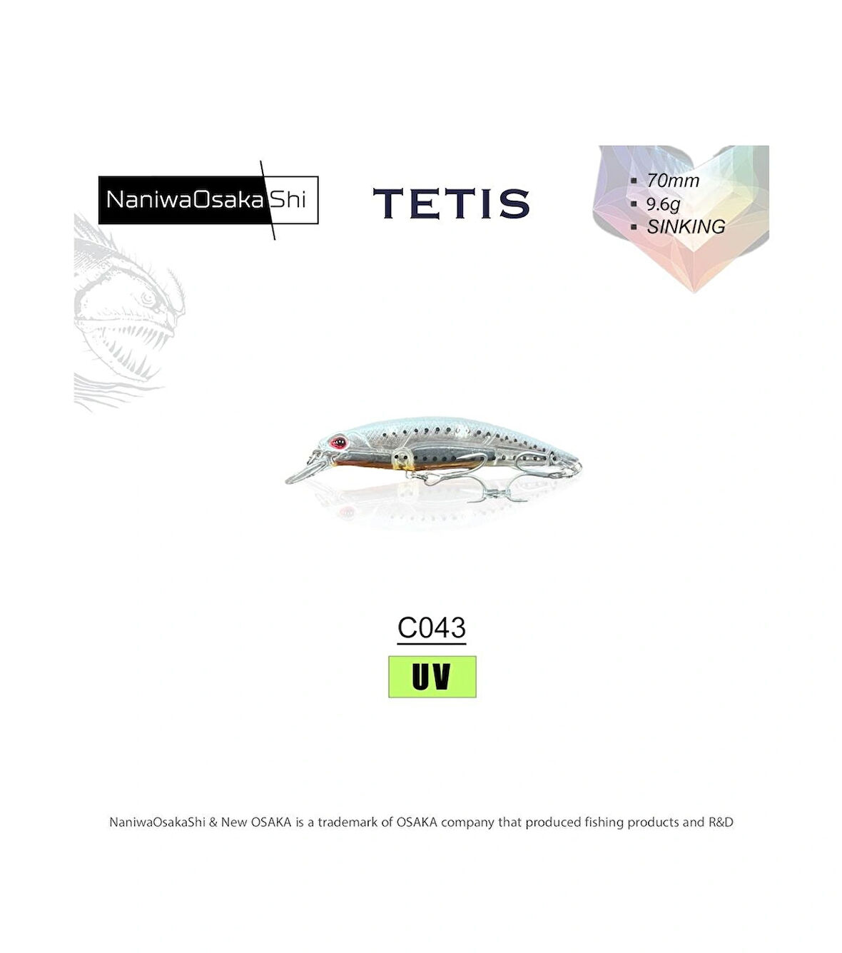 NANIWAOSAKASHI TETIS 70MM 9.6G SINKING C043