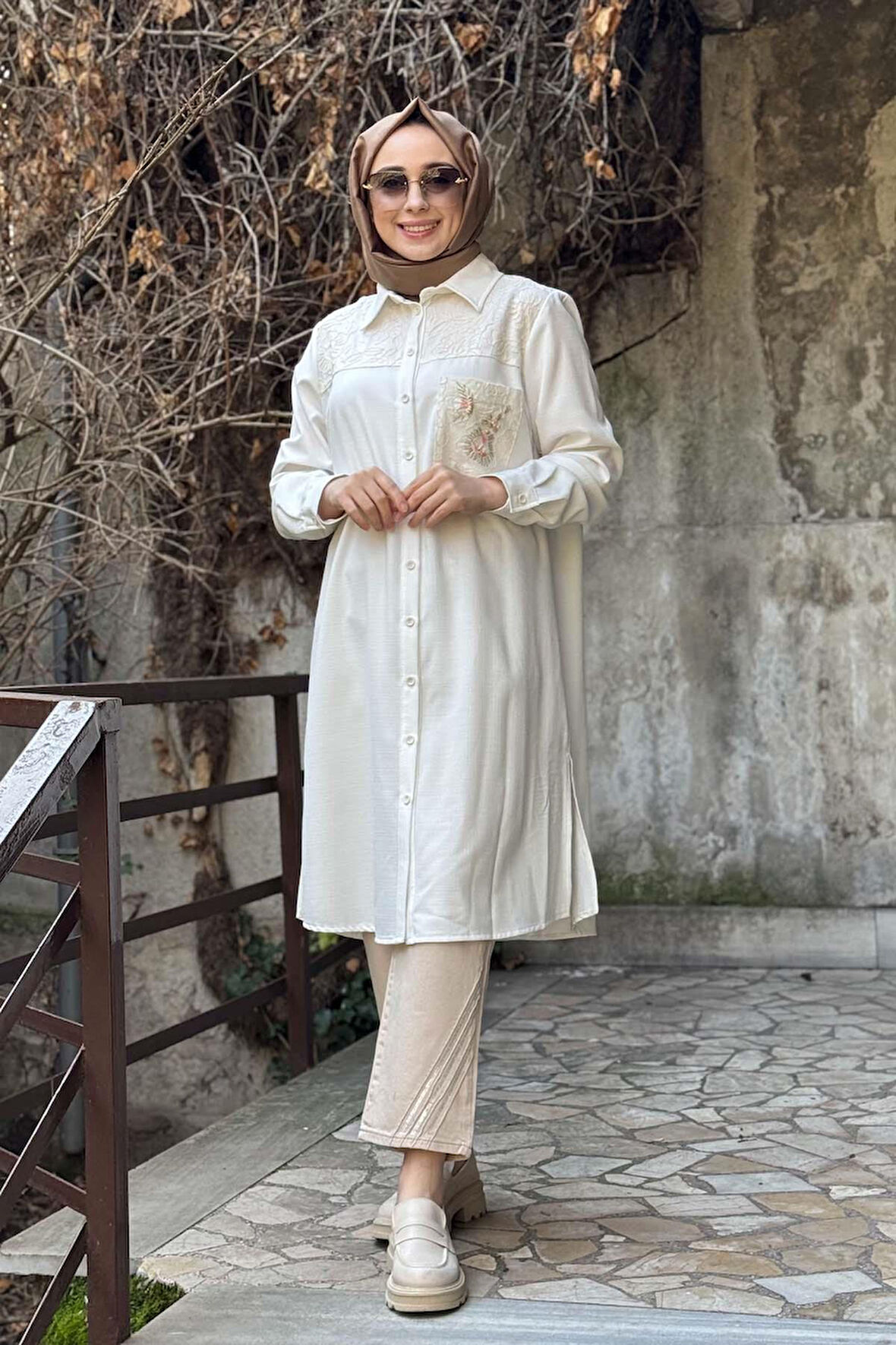 FUAT GÜRŞEN Tunik 25Y-1333.E Ekru
