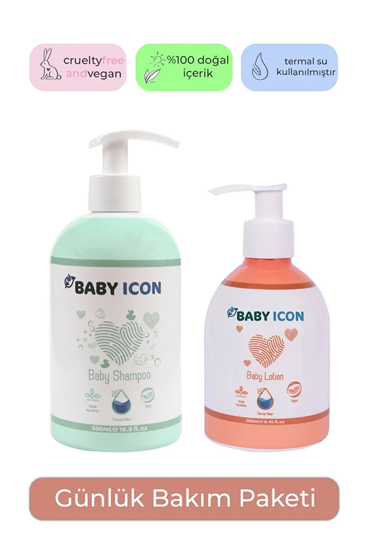 Bebek Şampuanı 500ml ve Bebek Losyonu 250ml Baby İcon