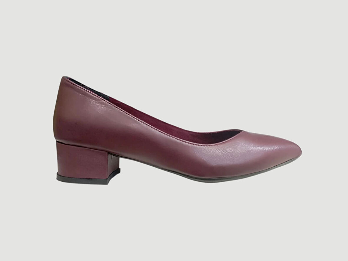 MTD KADIN KISA KALIN TOPUKLU HAKİKİ DERİ AYAKKABI BORDO