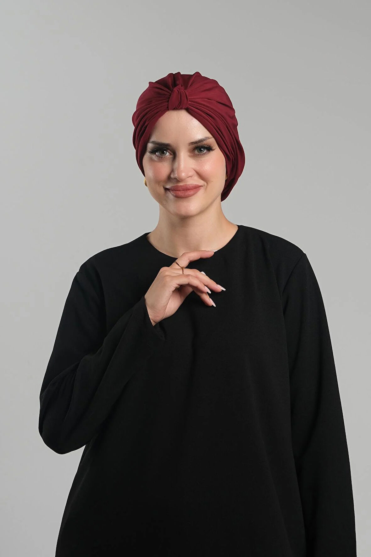 Bordo Pratik Hazır Geçmeli Tesettür Bone Sandy Pileli Salaş 2121_16
