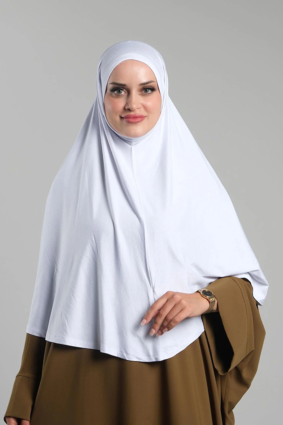 Beyaz Pratik Hazır Geçmeli Tesettür Eşarp Viskon Pratik Namaz Örtüsü 2201_42