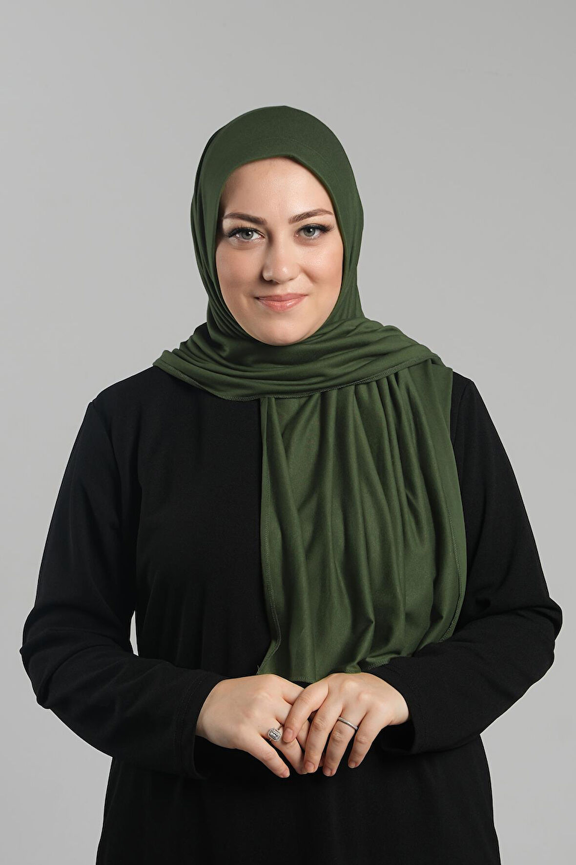 Haki Pratik Hazır Geçmeli Şal Viskon Önü Süngerli Penye Şal 2202_09