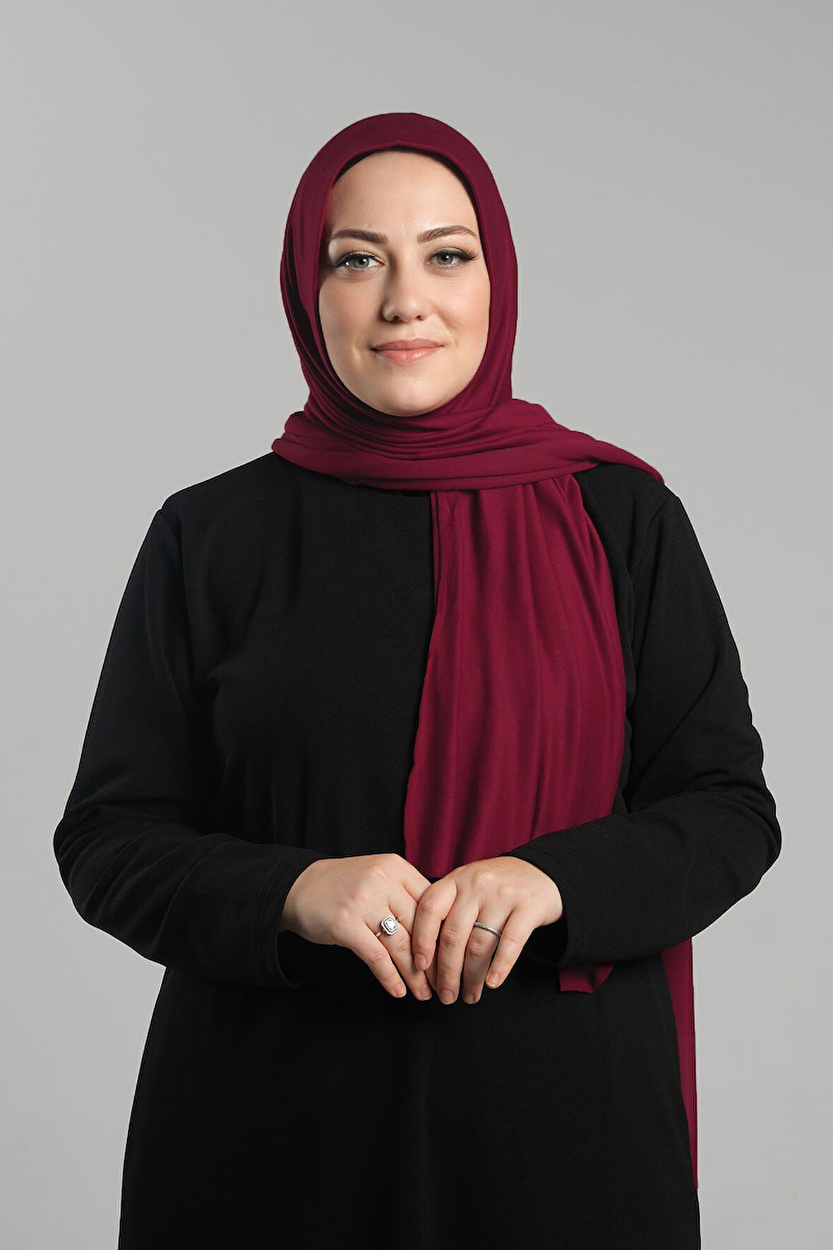 Bordo Pratik Hazır Geçmeli Şal Viskon Önü Süngerli Penye Şal 2202_16