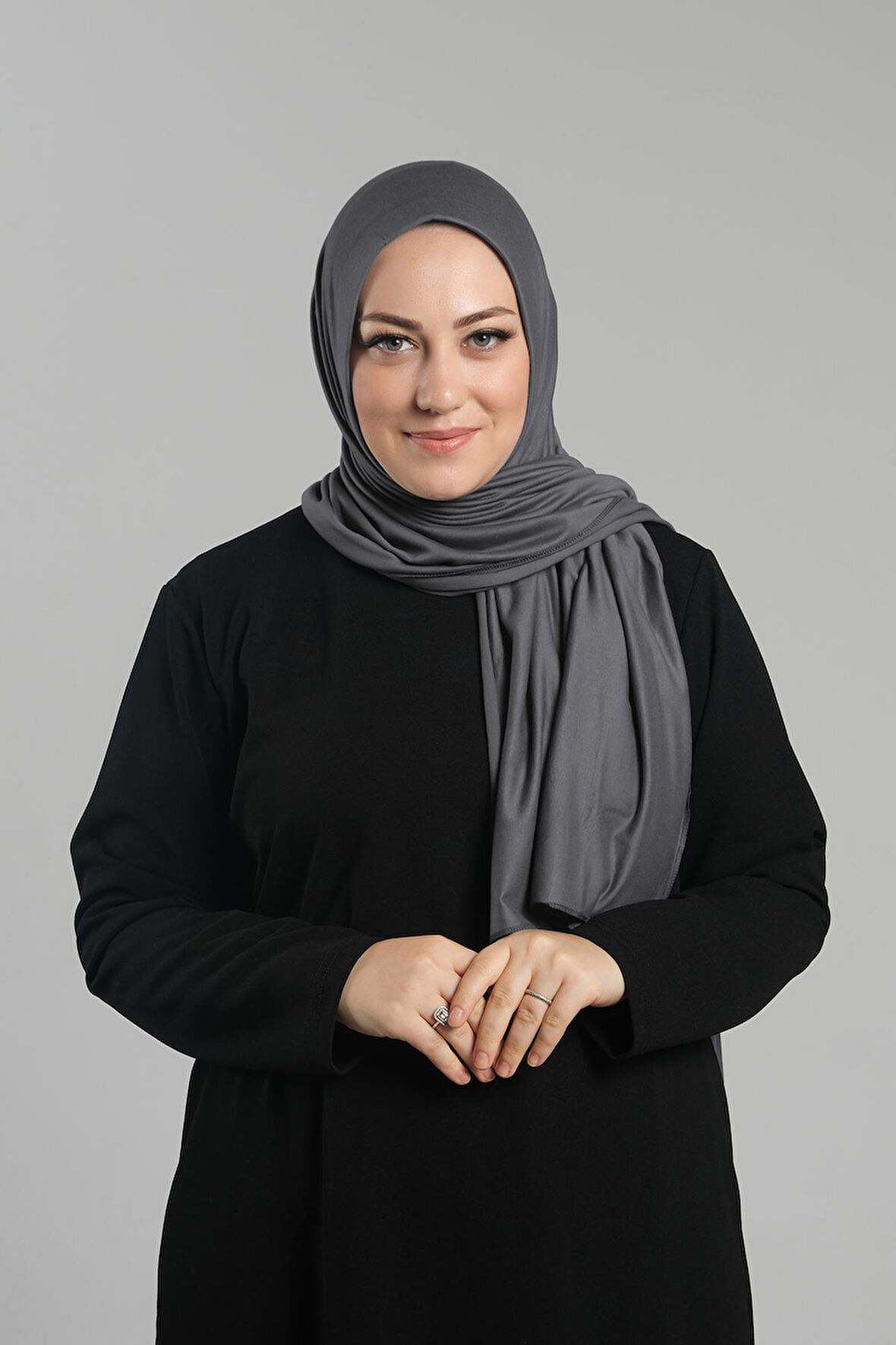 Antrasit Pratik Hazır Geçmeli Şal Viskon Önü Süngerli Penye Şal 2202_25