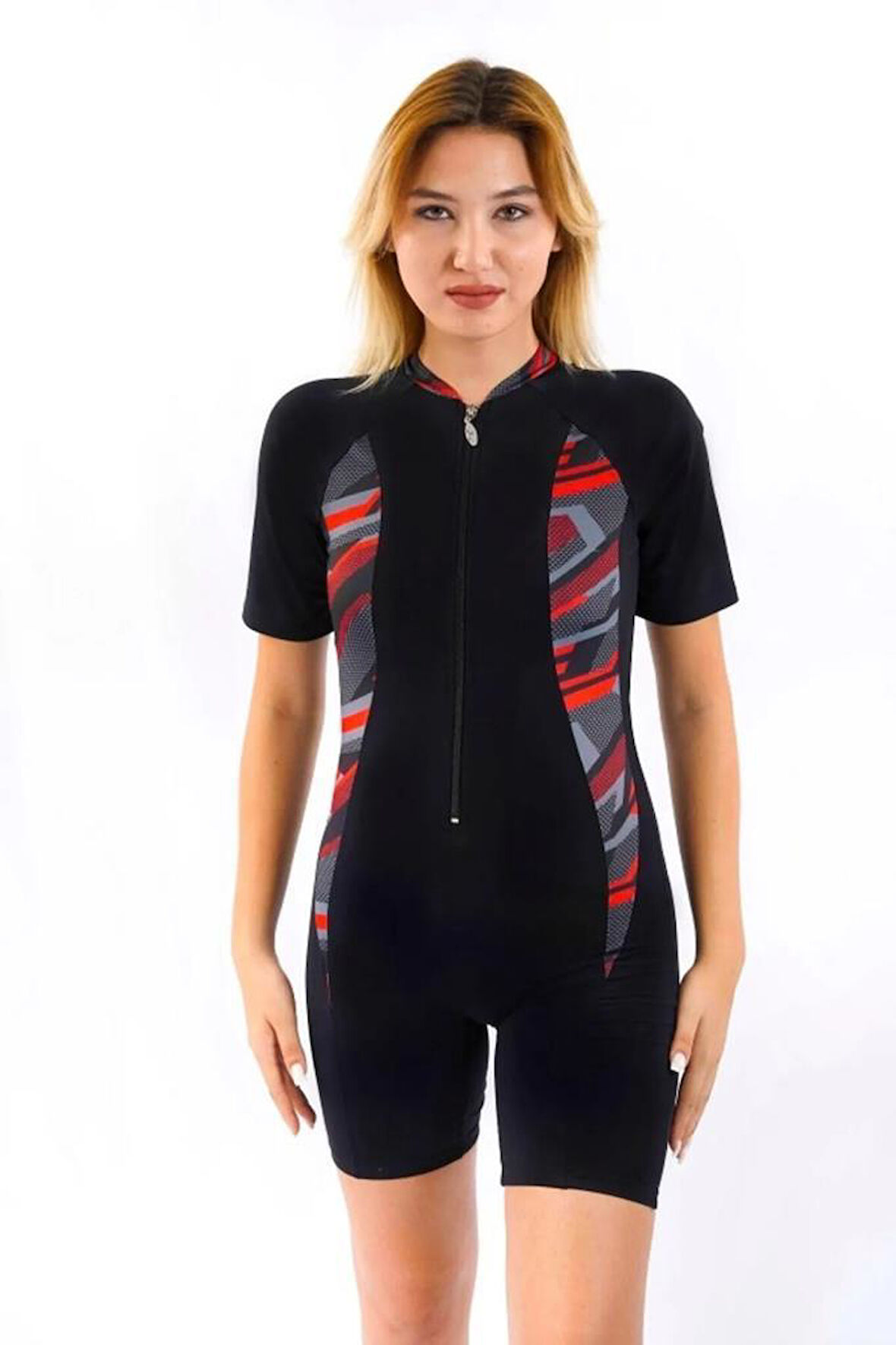 Tesmay 24108 Siyah Kısa Kol Sörfçü Havuz Mayosu