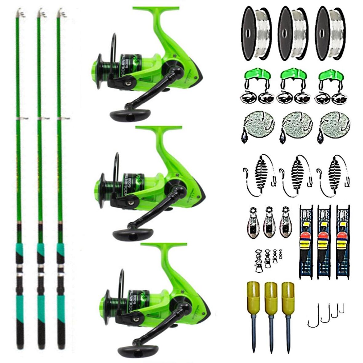 AİLE SETİ REMİXON SPEED 270 MT + NEW MODERN TİMES 4000 3'LÜ SET YEŞİL