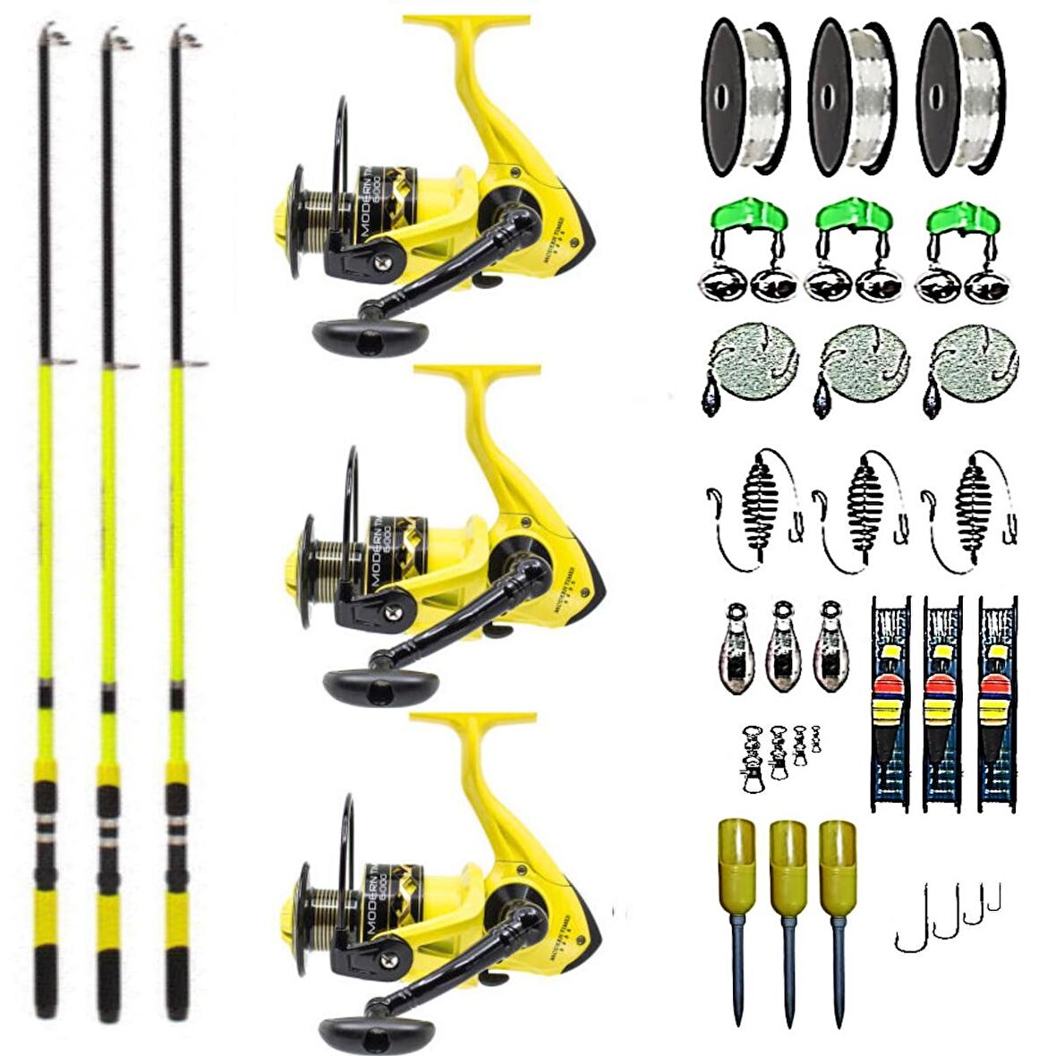 AİLE SETİ REMİXON SPEED 300 MT + NEW MODERN TİMES 4000 3'LÜ SET SARI