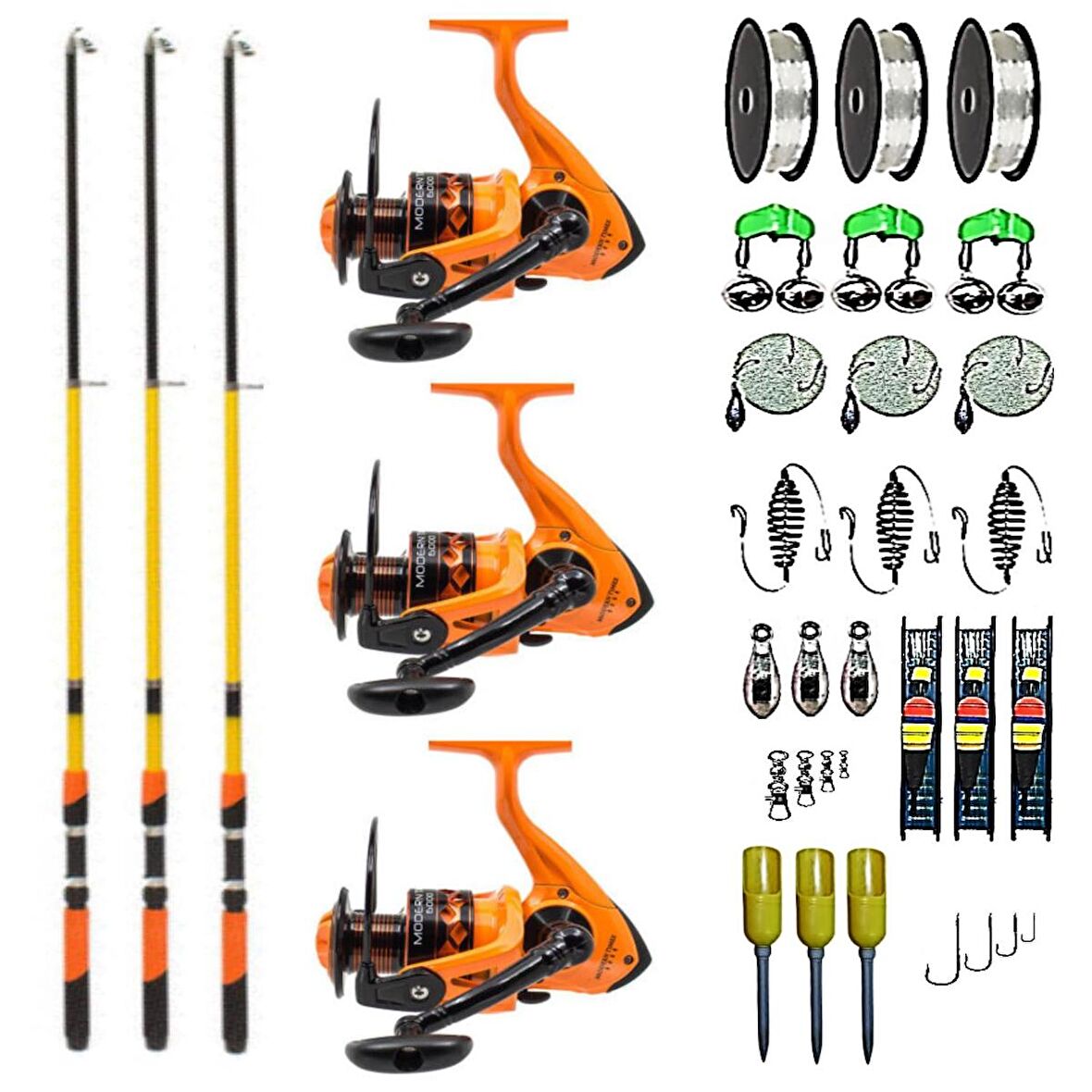 AİLE SETİ REMİXON SPEED 300 MT + NEW MODERN TİMES 4000 3'LÜ SET TURUNCU