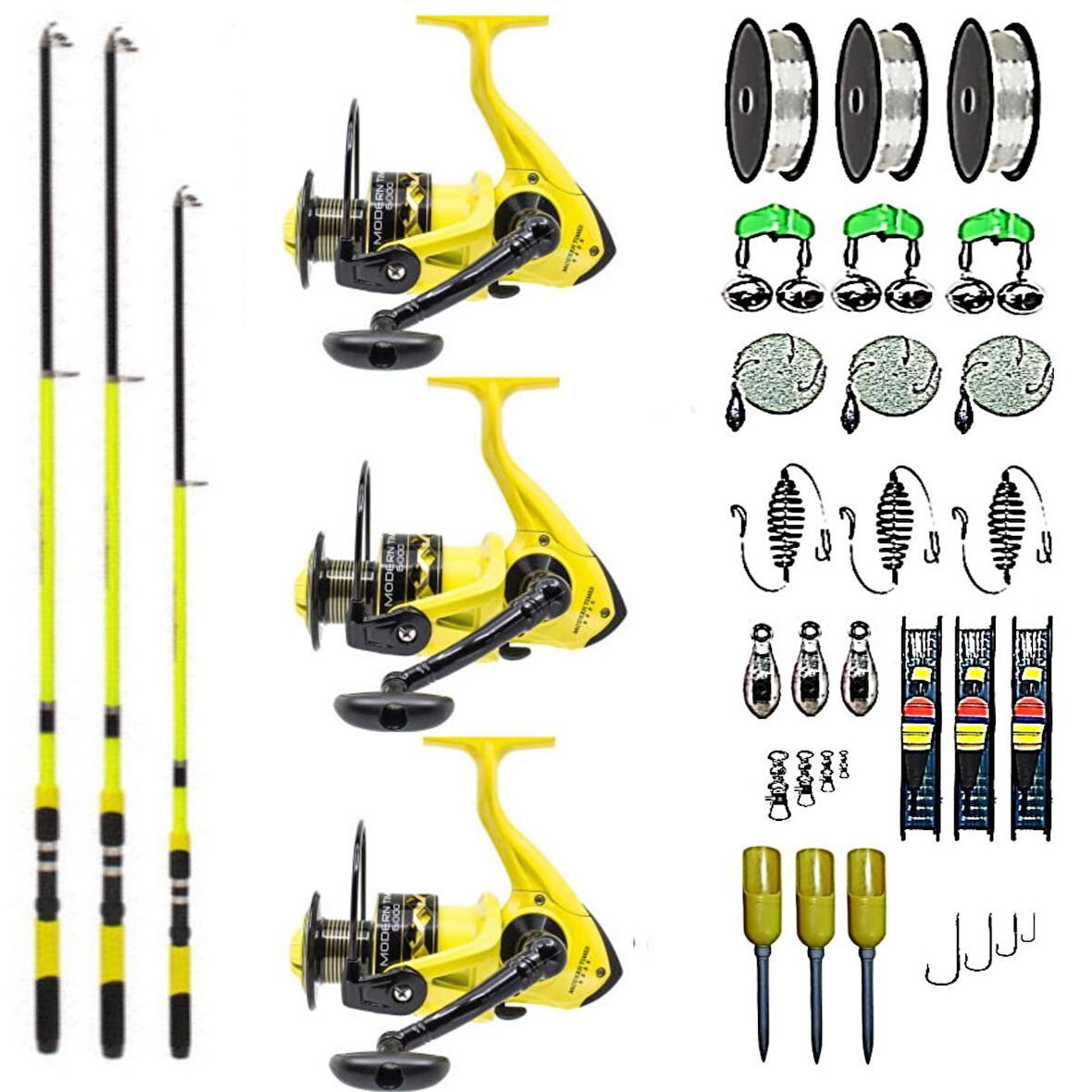 AİLE SETİ REMİXON SPEED + NEW MODERN TİMES 4000 3'LÜ SET SARI