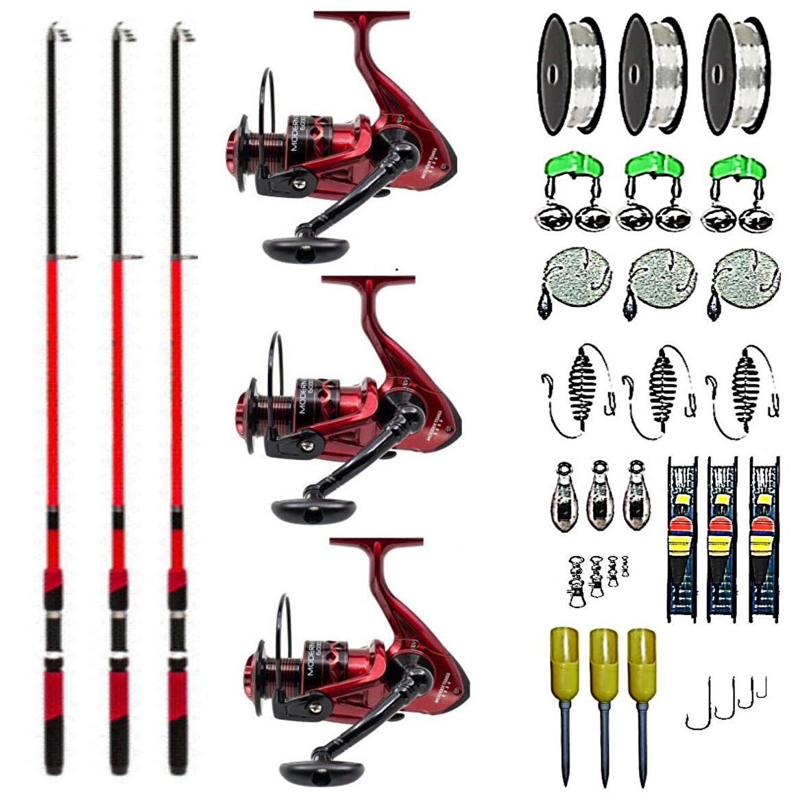 AİLE SETİ REMİXON SPEED + NEW MODERN TİMES 4000 3'LÜ SET KIRMIZI