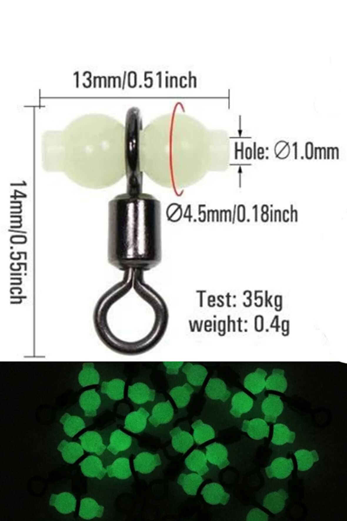 Eagenset Fosforlu Glow Boncuklu Gezer Fırdöndü 13x14mm 5 Adet