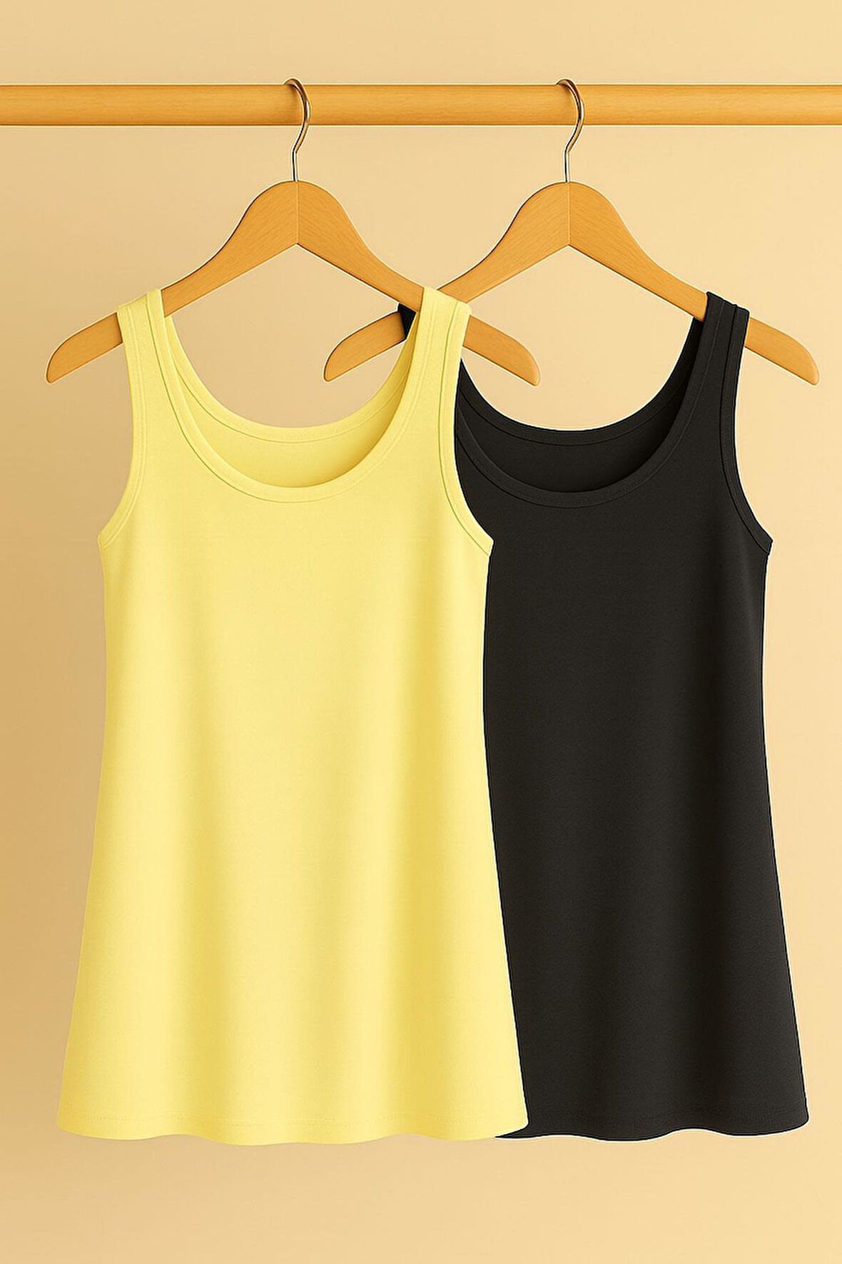 2 Adet A Kesim Rahat Kalıp Basic Kalın Askılı Atlet Tişört