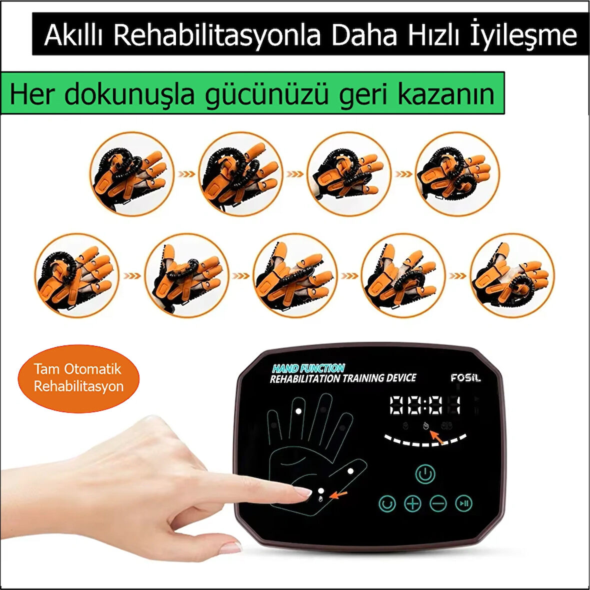 İnme İyileşmesine Yardımcı Robotik El Egzersiz Cihazı (Sol El L Beden)