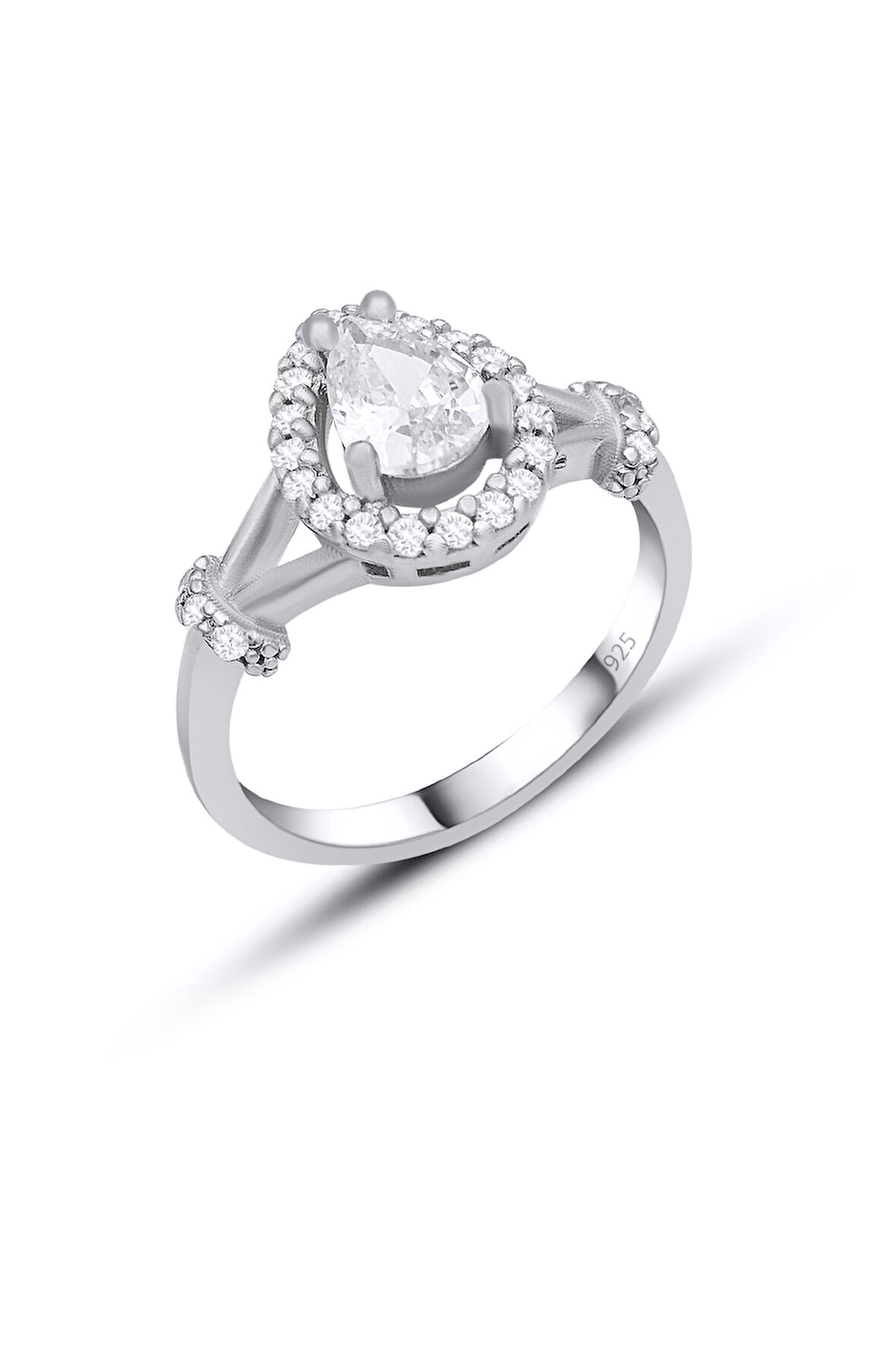 Gümüş Yüzük Damla Model Zirkon Taşlı Yüzük 925 Ayar ST149