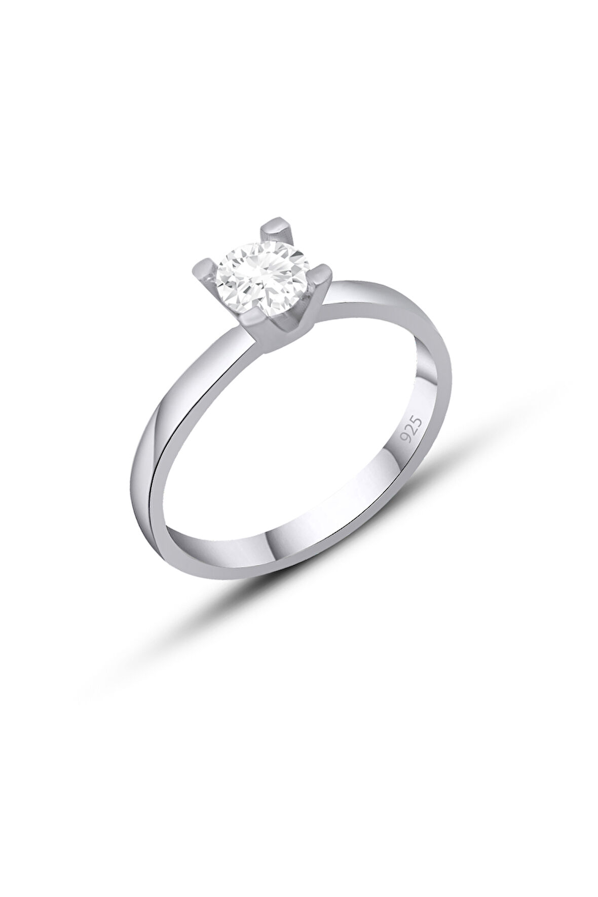 Gümüş Tektaş Yüzük Kadın Tek Taş Gümüş Yüzük 925 Ayar ST162