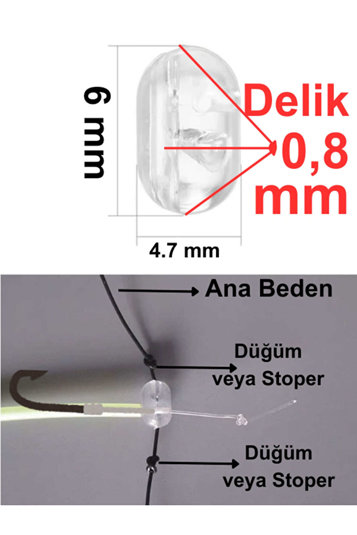 Eagenset Dört Yönlü Şeffaf Boncuk 4.7x6 mm 20li Paket