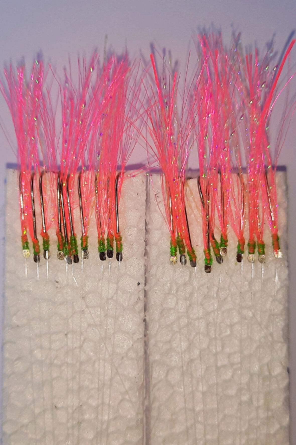 Eagenset Çapari İstavrit Çaparisi 30x12 Beden, Uv Neon Pembe Sim, 11 No Beyaz İğne, 10 İğneli Çapari, 2li Paket