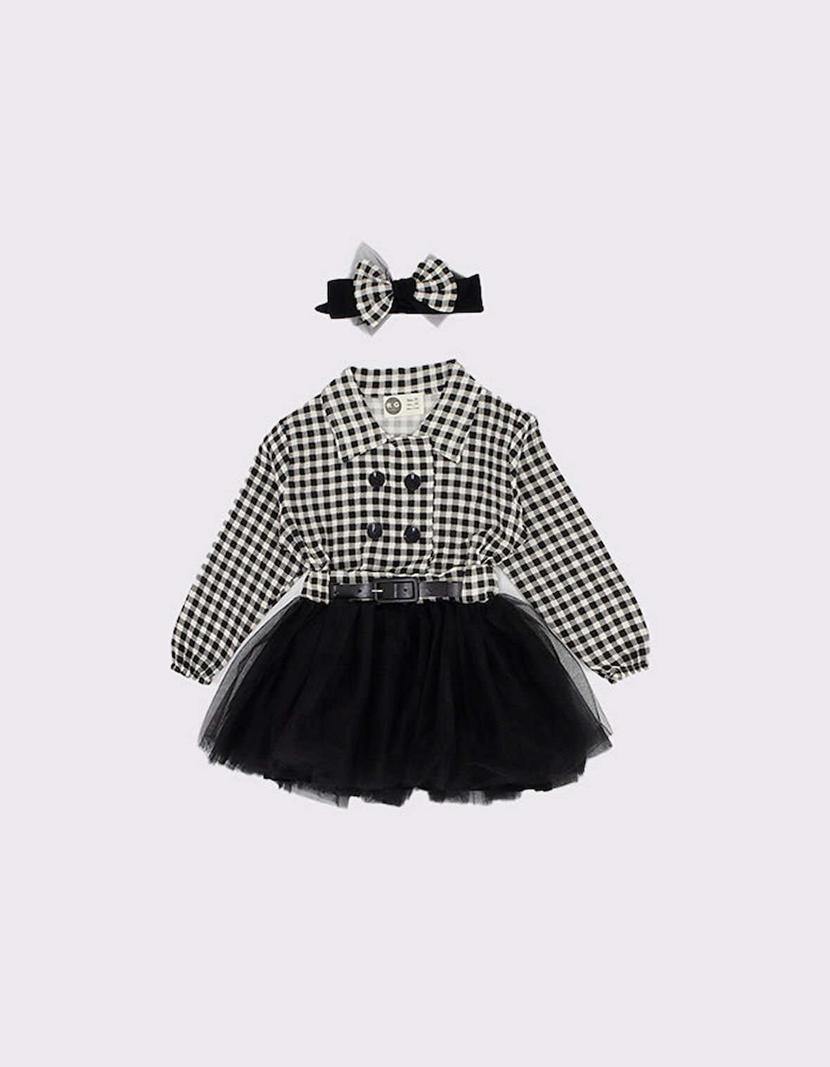 Çocuk Pamuk Baskılı Kumaş Fırfırlı Elbise ve Saç Bandı