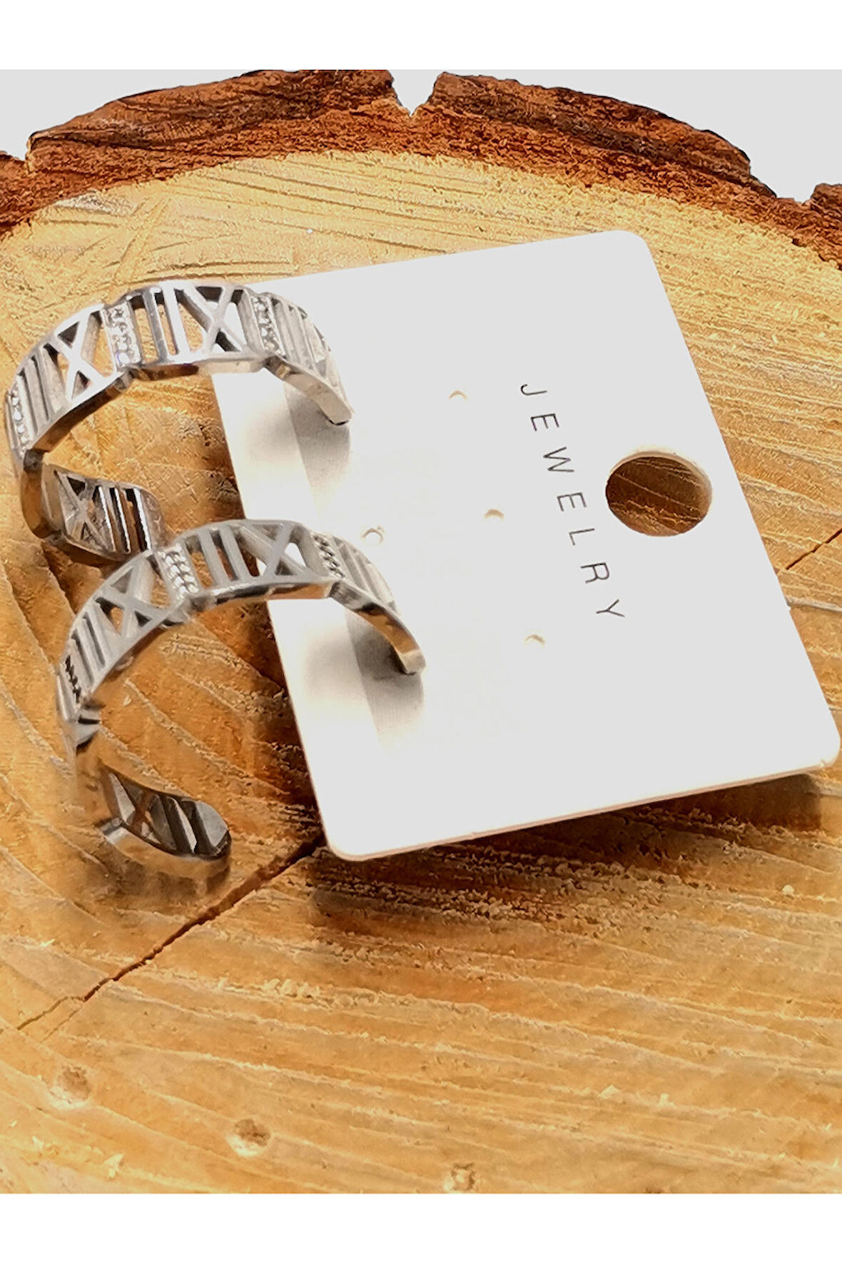 Çelik Lüks Tasarım Taşlı Küpe