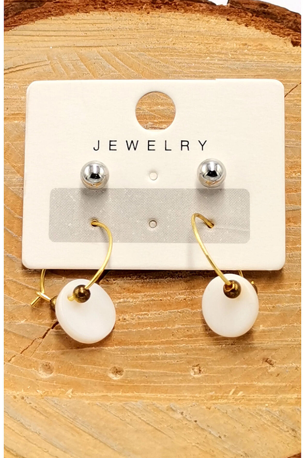 Çelik Lüks Tasarım Taşlı Küpe