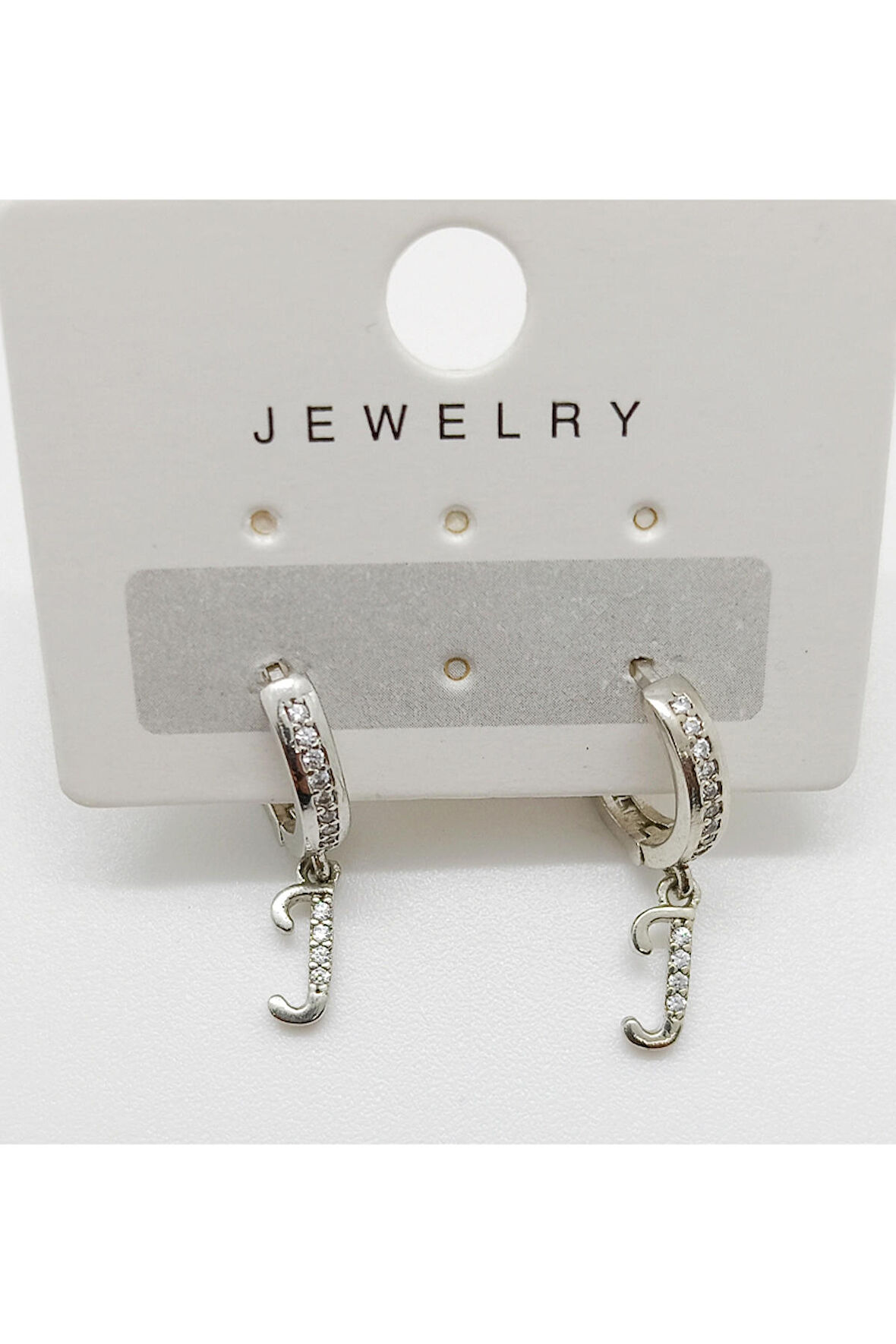 '’J’’ Harfi Renkli Çelik Figürlü Lüks Tasarım Küpe