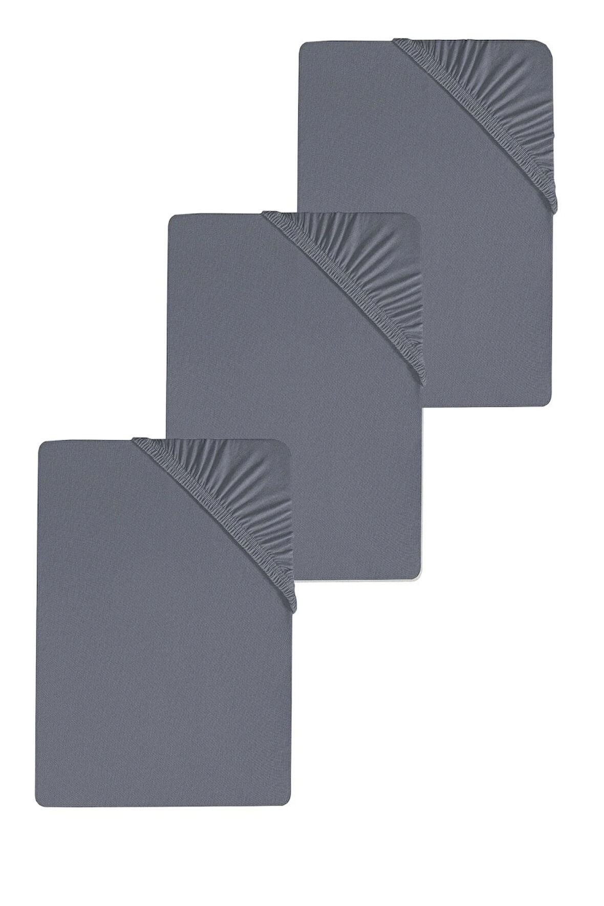 3 Adet Battal Boy Düz Pamuklu Çift Kişilik 200 x 200 cm Lastikli Penye Çarşaf