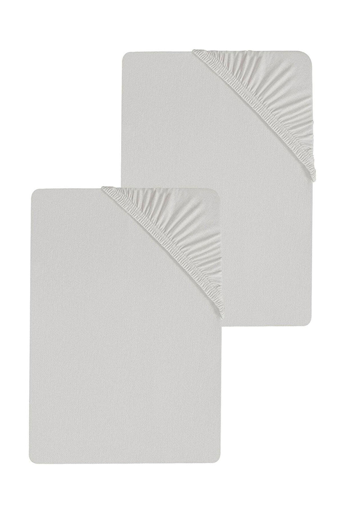 2 Adet Battal Boy Düz Pamuklu Çift Kişilik 200 x 200 cm Lastikli Penye Çarşaf