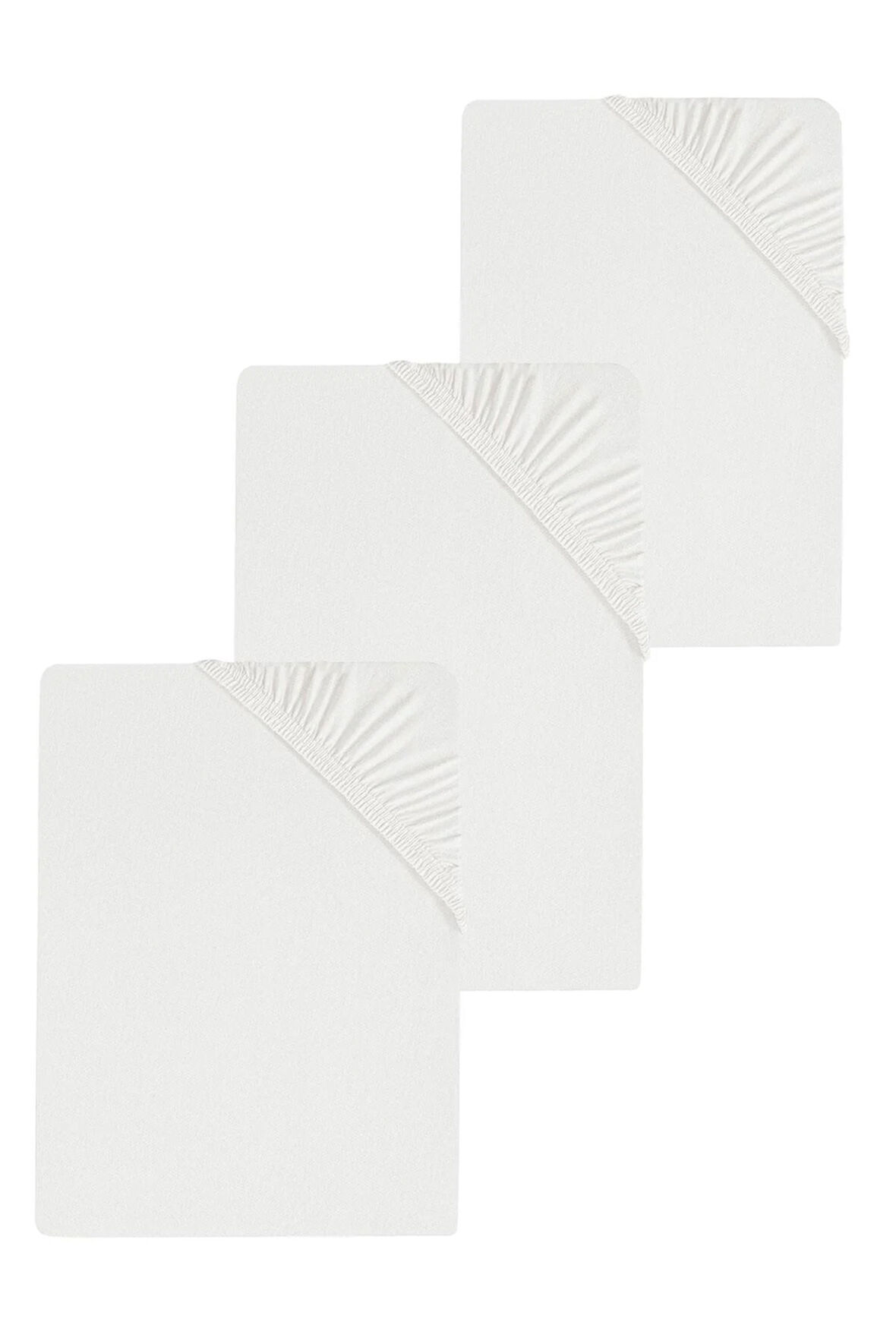 3 Adet Battal Boy Düz Pamuklu Çift Kişilik 200 x 200 cm Lastikli Penye Çarşaf