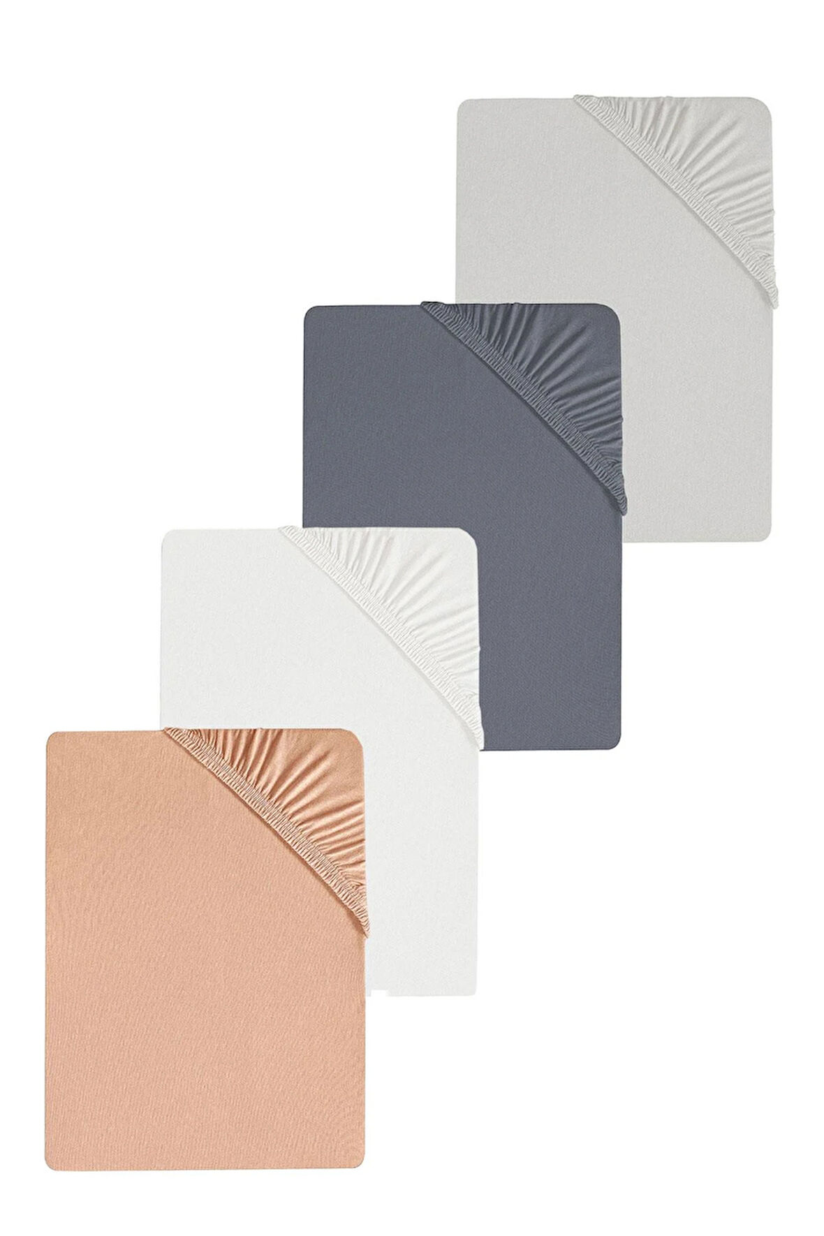 4 Adet Battal Boy Düz Pamuklu Çift Kişilik 200 x 200 cm Lastikli Penye Çarşaf