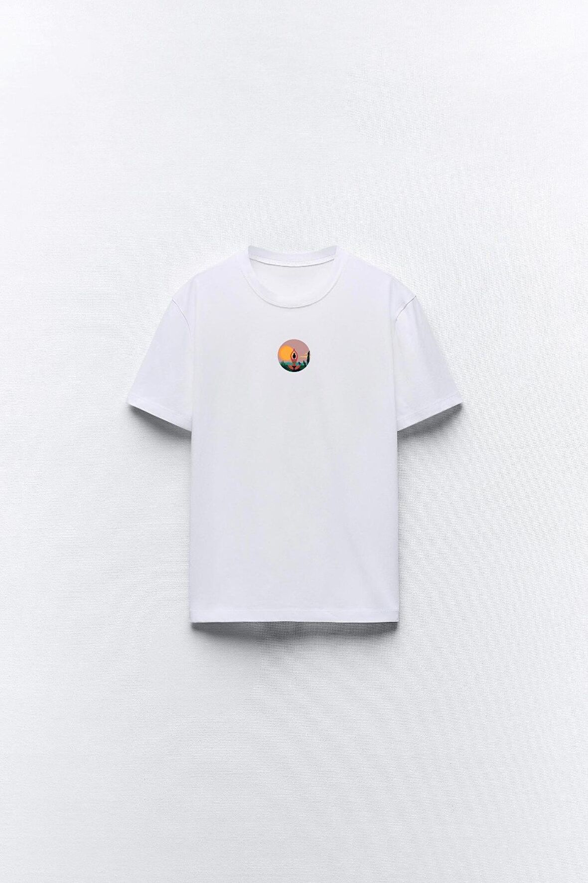 Yoga Art Manzara Tasarım Baskılı Beyaz Kadın T-shirt