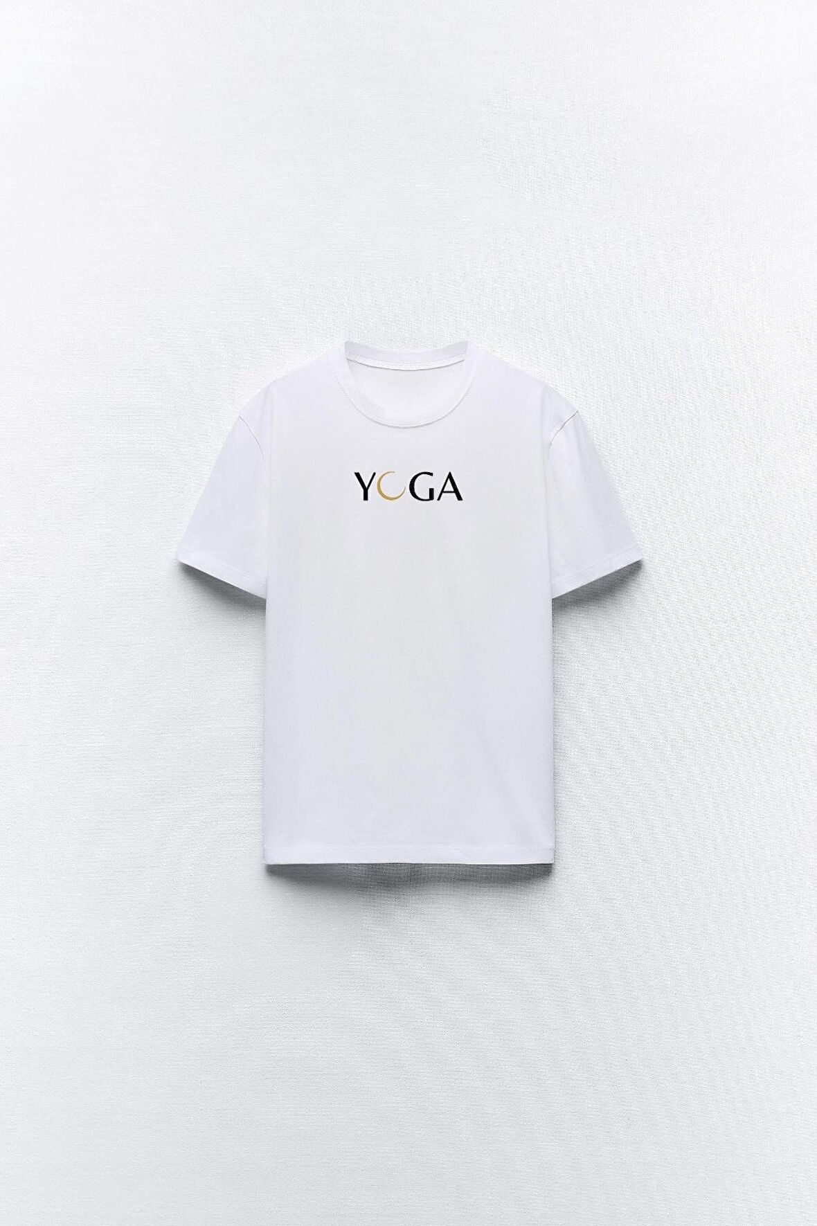 Yoga Yazılı Tasarım Baskılı Beyaz Kadın T-shirt