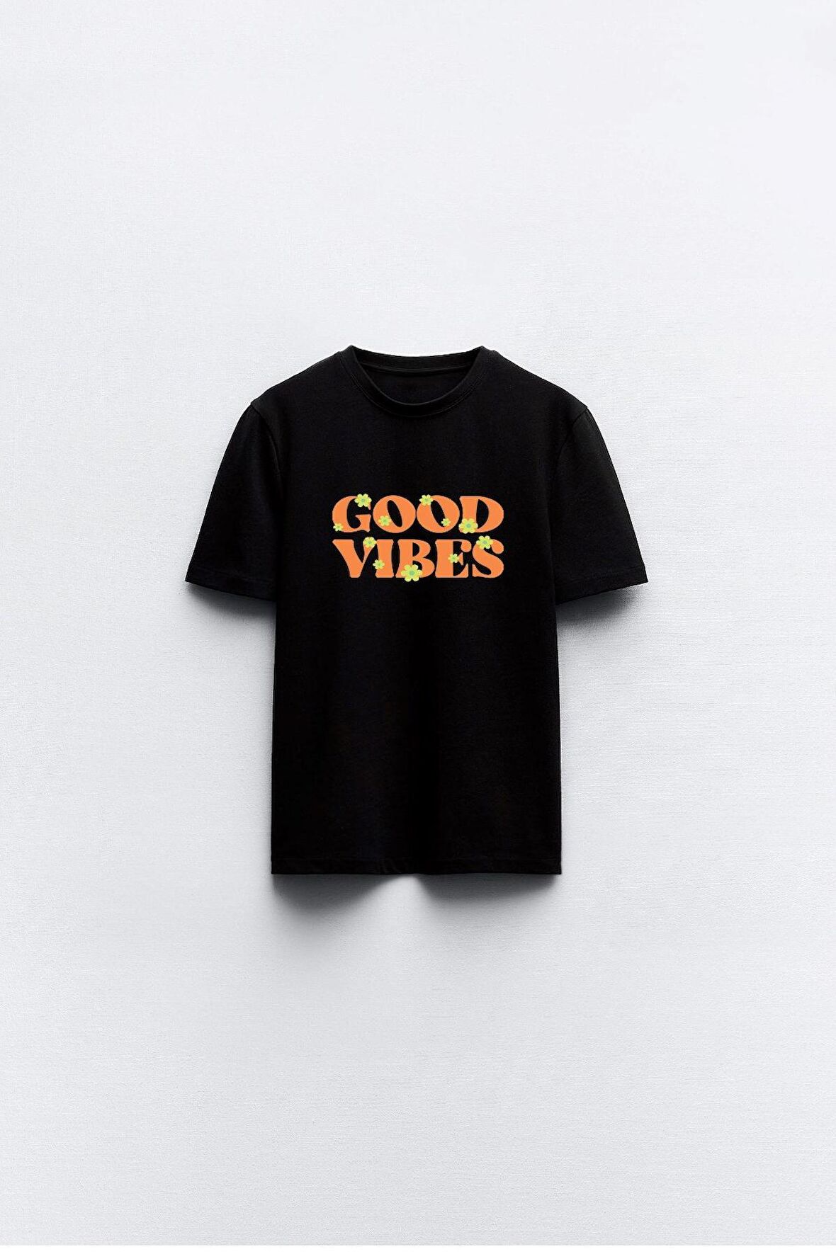 Good Vıbes Yazılı Baskılı Siyah Çocuk T-shirt