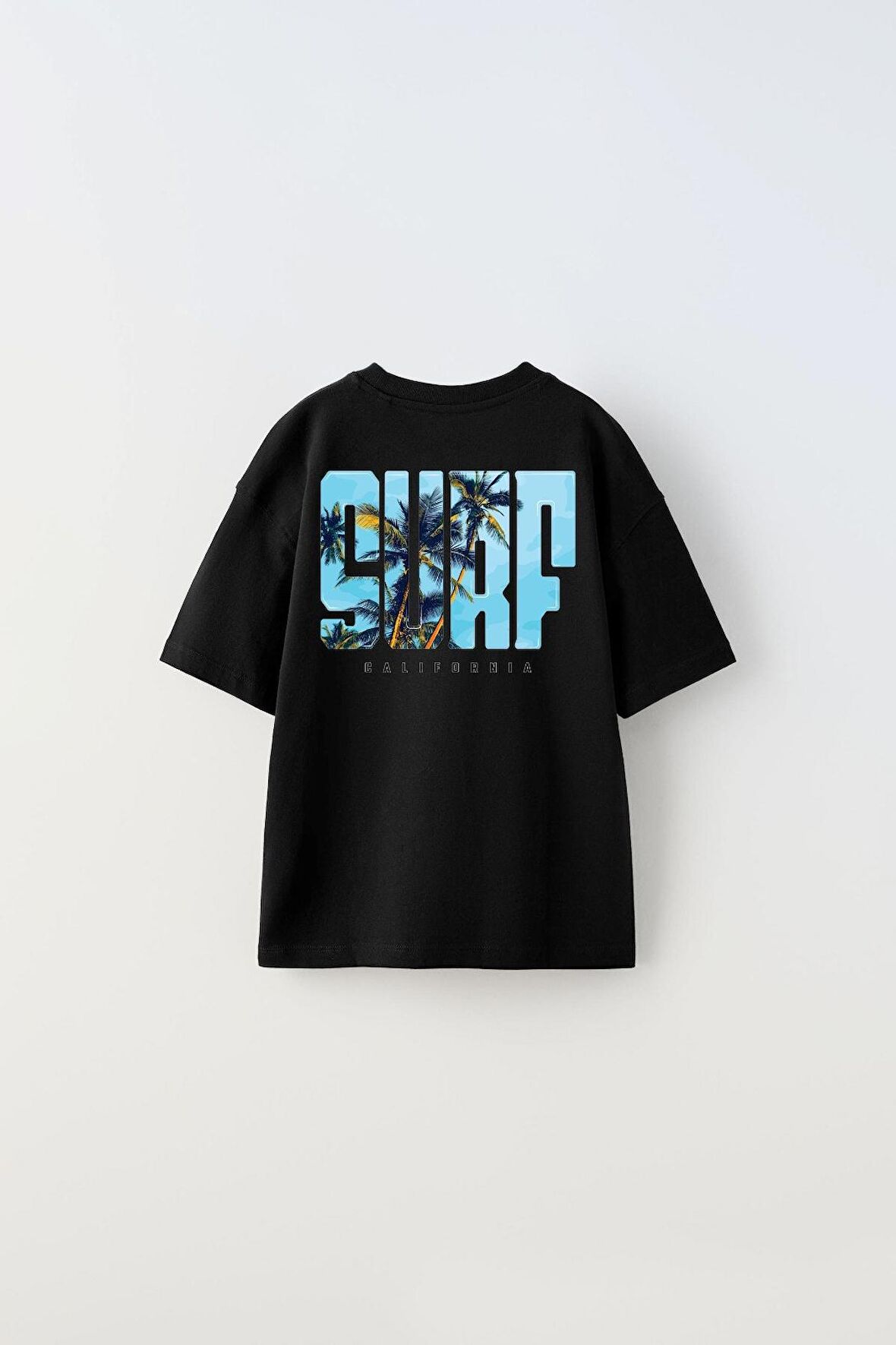 Surf California Yazılı Baskılı Siyah Çocuk T-shirt