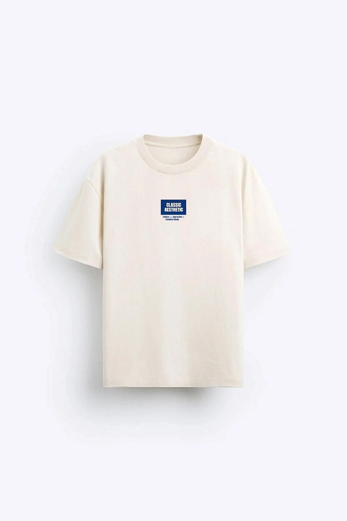 Classıc Aesthetic Yazı Baskılı Bej Erkek T-shirt