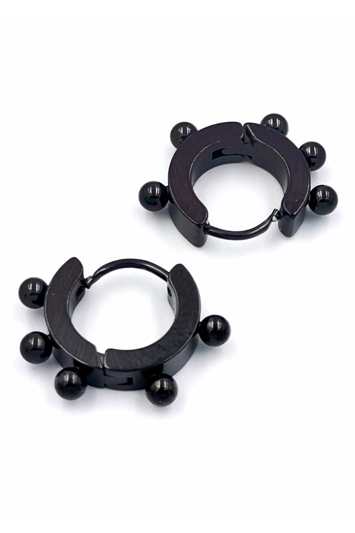 316 L Çelik Siyah Renk Halka Figürlü  Küpe Çap 1 cm